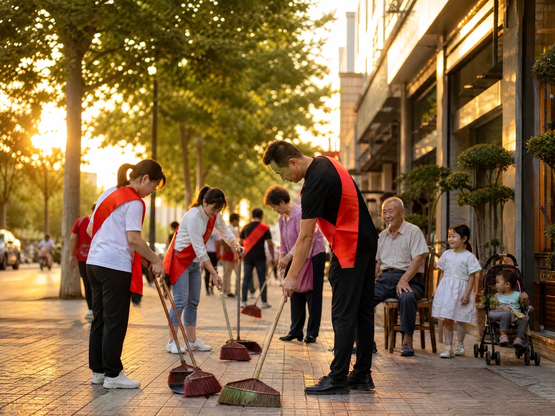 社区志愿者整理街巷环境，共建文明家园
